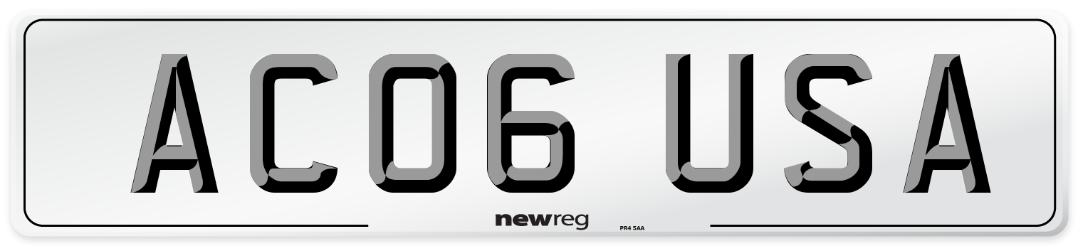 AC06 USA Number Plate from New Reg